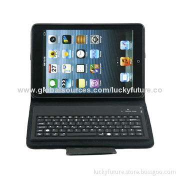 82-key Removable Silicone Bluetooth Keyboard for iPad Mini, Black/White/Red/Pink, with Leather Case